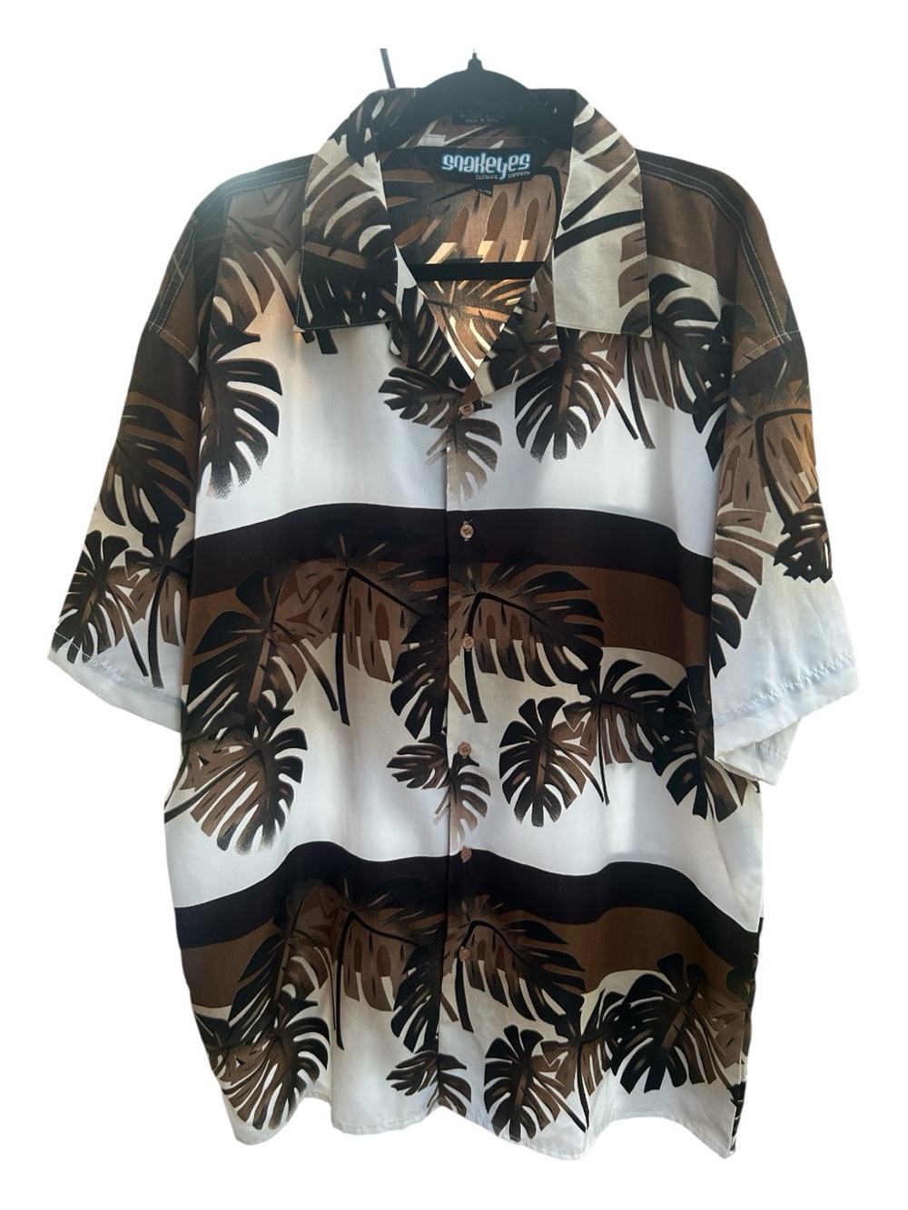 Snake Eyes Palm Tree Floral Hawaiian Button Up Shirt Men’s XL